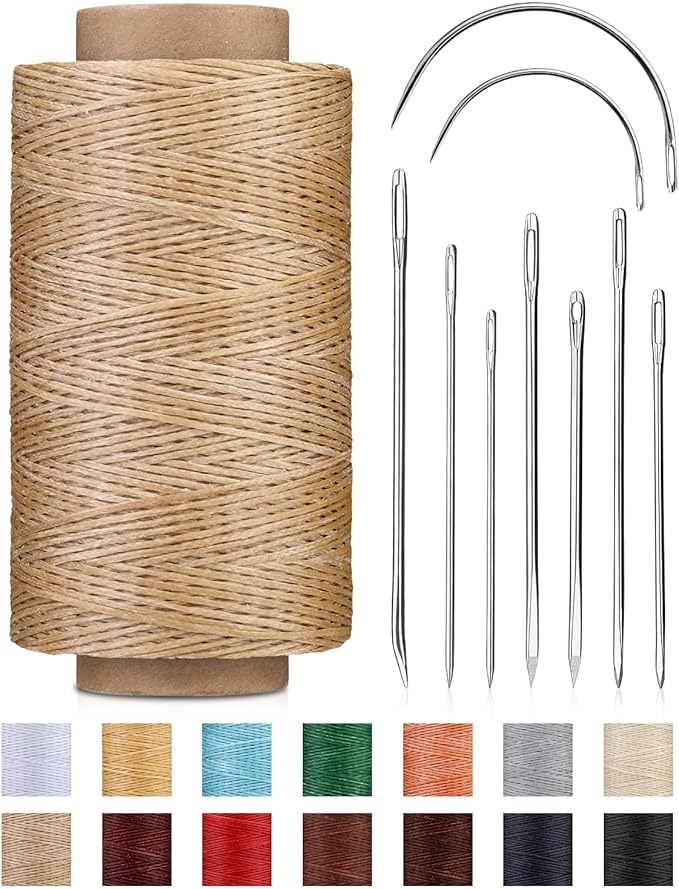 DIUDUS 218 Yards Upholstery Thread, Heavy Duty Thread for Hand Sewing, Sewing Kit with 9 Upholstery Needles for Hand Stitching Bookbinding Repair Canvas