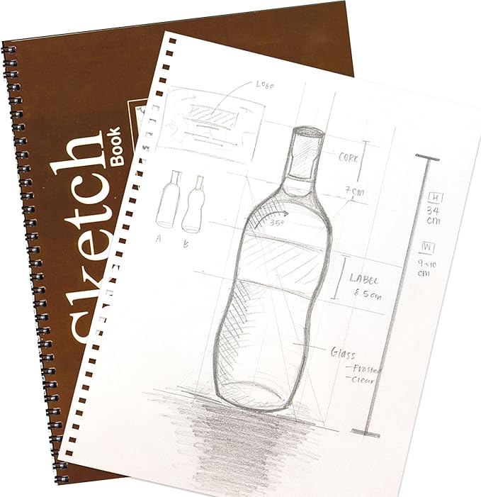 BAZIC Products Sketch Book 30 Ct. 8.5" X 11", Spiral Side Bound Sketchbook Drawing Pads, Sketching Paper Coloring Book for Artist School, 2-Pack