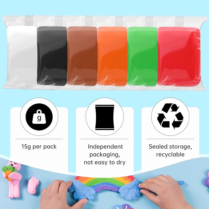 White Air Dry Clay Wolwefa 72 Packs Air Dry Foam Clay, Moldable Super Light Clay Perfect for Arts, Crafts, Classroom Teaching