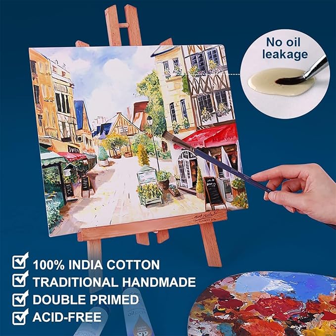Canvas Panels 10x10 Inch 12-Pack, 10 oz Primed 100% Cotton White Blank Small Canvases for Painting, Square Flat Canvas Board for Oil Acrylics Watercolor & Tempera Paints
