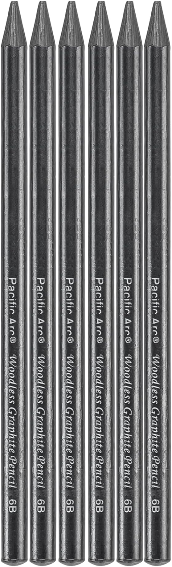 Pacific Arc Woodless Graphite Pencil 6 Pack Set, 6B, for Sketching, Drawing, Coloring and Art