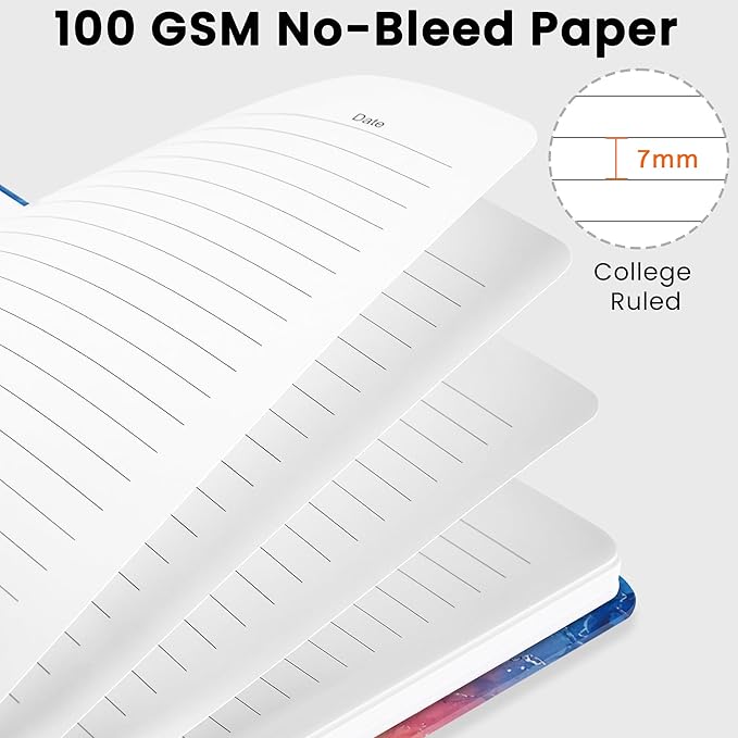 CICPAP Lined Spiral Journal Notebook, A5 College Ruled Notebook for Journaling, Note-Taking, and Daily Planning, Durable Hardcover with an Elegant Design, Marble