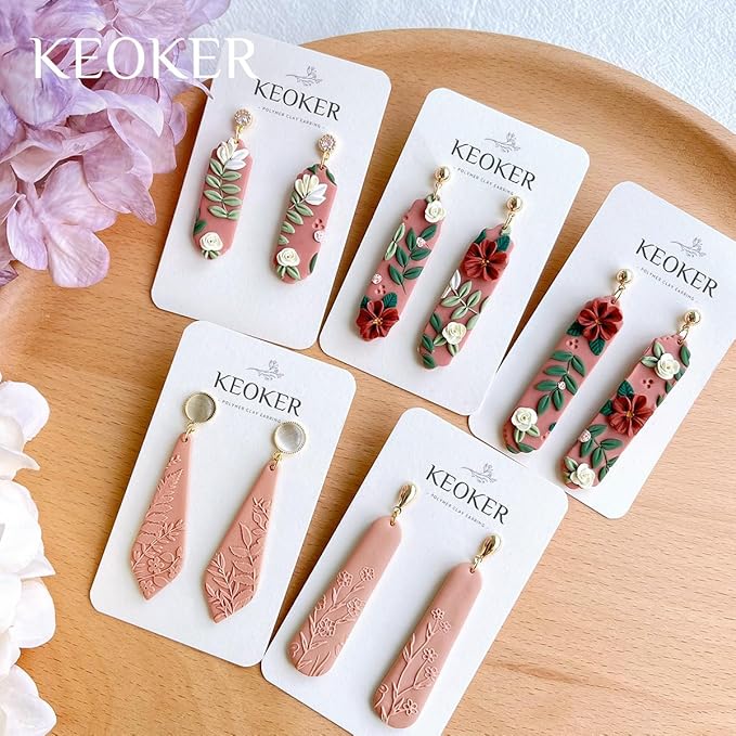 Keoker Long Dangle Shape Polymer Clay Cutters, Long Rectangle Clay Earrings Cutters, Basic Clay Cutters (10PCS All)