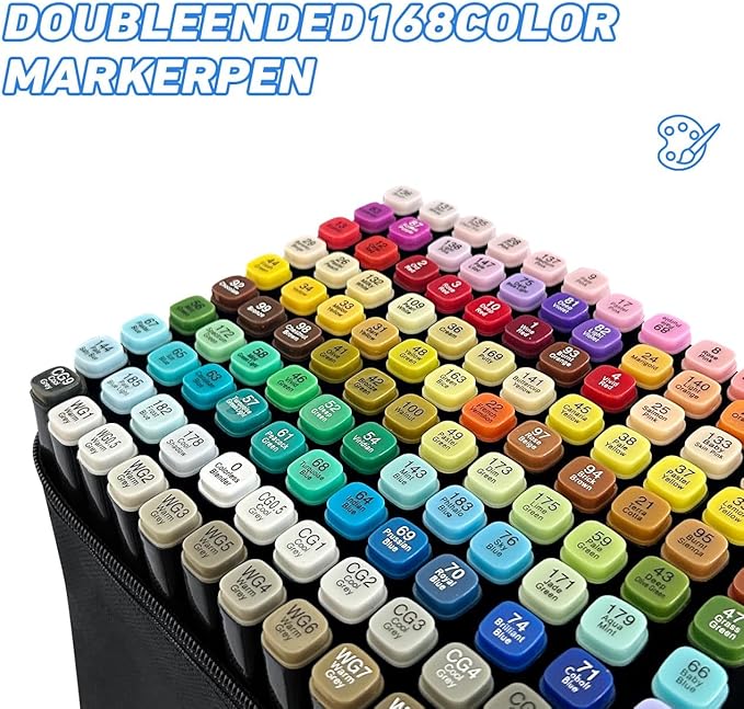 168 Colors Alcohol Markers Art Markers for Kids and Adult Drawing Marker Dual Tip Coloring Painting Perfect for Boys Girls Students Gift