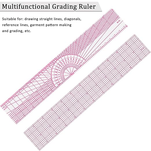 Fashion Clear Metric Sewing Ruler Set,French Curve Pattern Rulers for Beginners, Tailors, Designers, Quilting, Embroidery, Cross Stitch, Crochet, Knitting 9pcs