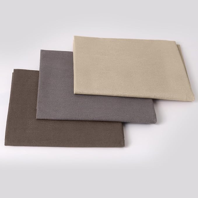 3 Pieces 18 x 21 Inches Cotton Fabric Precut Quilting Fabric Bundles Solid Colors Layer Cakes Quilt Material for DIY Craft Sewing Embroidery (GreyCoffee)