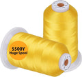 Simthread Embroidery Thread 5500 Yards Yellow 205, 2 Huge Spools 40wt Polyester for Brother, Babylock, Janome, Singer, Pfaff, Husqvarna, Bernina Machine