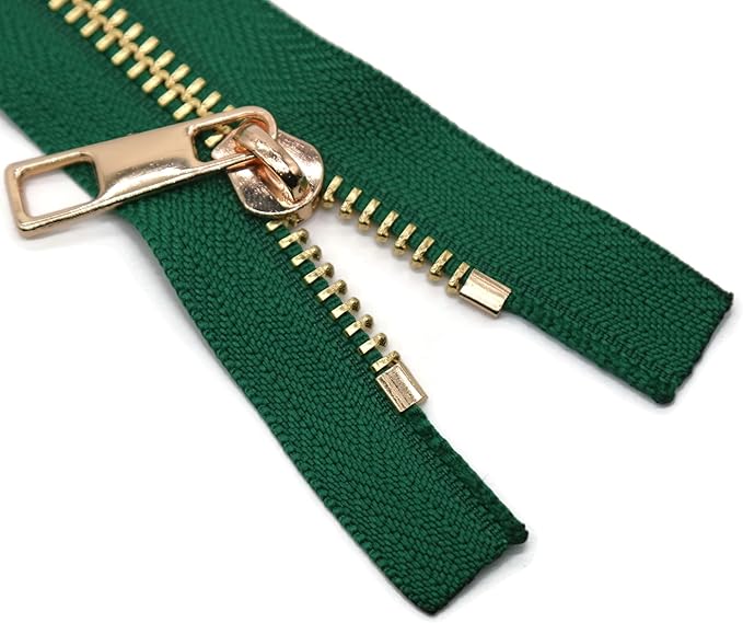 #5 Gold Metal Zipper - 50+ Colors - 3 PCS - (4-14 inches) Sizes - Luxury Lightweight Handcraft Metal Zippers with pulls for Purses Bags Pockets Shoes Sewing & Crafts DIY ZP02335