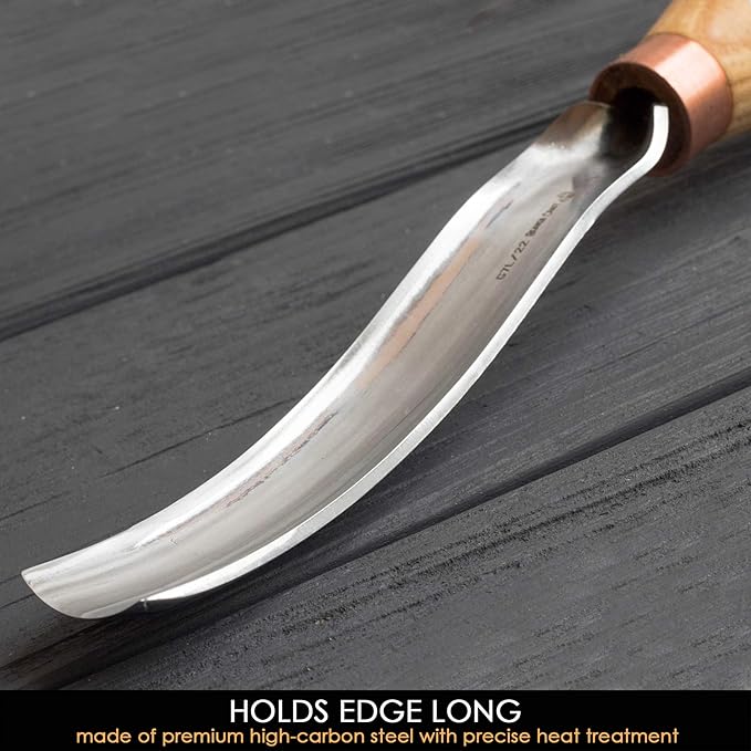 BeaverCraft Wood Carving Gouge 7L/22 Spoon Carving Tools, Chisels - Bowl Gouge, Wood Curved Chisel - Whittling Spoon Knife
