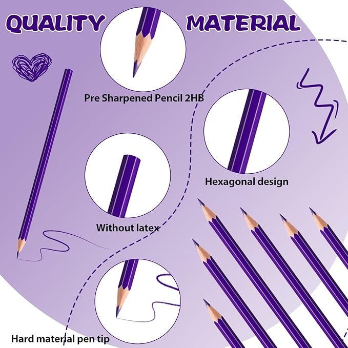 36 PCS Purple Colored Pencils, Pre-sharpened Professional Wooden Art Pencils Set for Artists Painting | Premium Drawing Sketching Supplies (Purple)