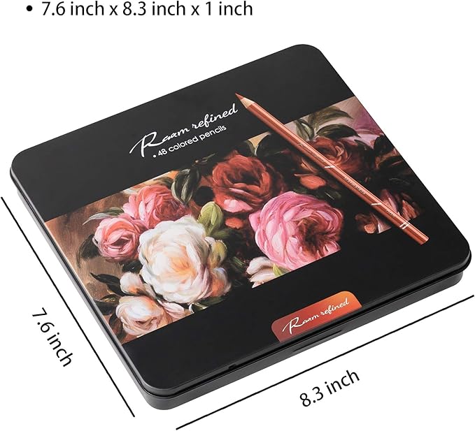 48 Premium Colored Pencils for Adult Coloring,Artist Soft Series Lead Cores with Vibrant Colors,Professional Oil Based Colored Pencils,Coloring Pencils for Adults and Kids, Metal Box Packing