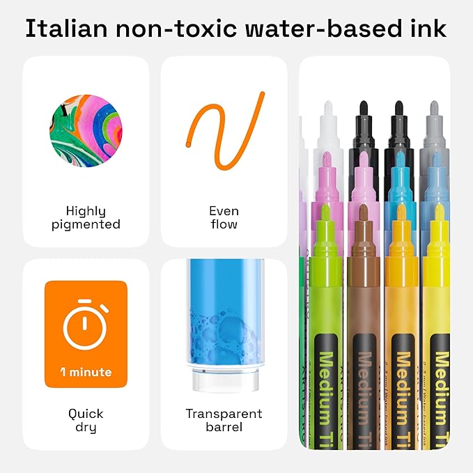 ARTISTRO 30 Fabric Markers - Fabric Decorating Kit - Permanent for Clothes - No Bleed Pens for T-Shirts, Bags, Textile, Canvas, and More (Medium Tip)