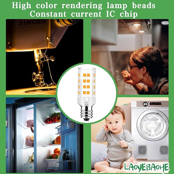 Sewing Accessorie 4W 7/16 Base Screw LED Bulbs No Flicker 82CRI,400Lumen Compatible for Singer Brother, Bernina, Viking Models Listed Replacement Part Numbers #7SCW (2Pcs White 6000K)