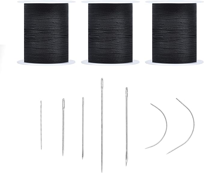 Extra Strong Upholstery Thread Repair Sewing Kit,Polyester Thread for Sewing with 7 Size Sewing Needles for Furniture,Leather&Canvas Stitching,70m/Spool,Black