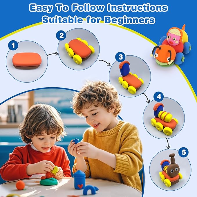 Air Dry Clay, 30 Colors Modeling Clay for Kids, DIY Model Toys with Sculpting Tools, Soft & Non-Sticky, Home Party Favors, Birthday & Christmas Gifts for Age 3-12 Years Old Boys Girls Kids