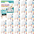 ESRICH 20 Set Mini Canvas Painting Kit, Minis Acrylic Paint Set, Valentines Day Gifts,4*4in Stretched Canvas with Easel, Acrylic Paints,Brushes,Palette,Mini Easel Canvas for Kids Adults Painting Party