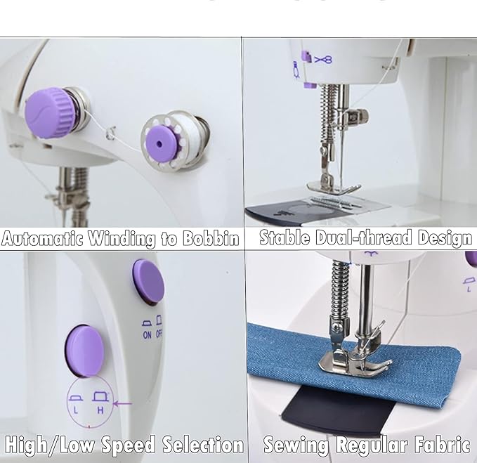 Mini Portable Sewing Machine for Beginners Adult Electric Crafting Speed Crafting Mending Machine Electric Overlock Sewing Machines for Sewing of Silks, Denim, Wool, Leather