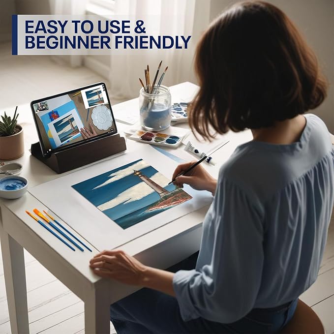 Painting4Real DIY Art Painting Kit for Adults – Learn to Paint Lighthouse with Video Tutorials – 9 Pieces Acrylic Paint Set for Adults –Perfect Christmas Crafts & Holiday Gifts for Art Lovers