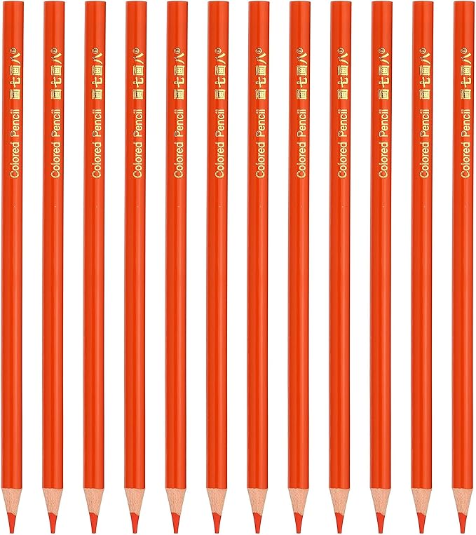 PATIKIL Orange Colored Pencils Set,12 Pcs Oil Color Pencils Wooden Coloring Drawing Pencil for Artists Art Painting