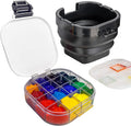 Falling in Art Paint Palette, Airtight 16 Wells Storage Palette Box with Lid and Folding Paint Brush Basin for Watercolor, Gouache and Acrylic Painting (Black)