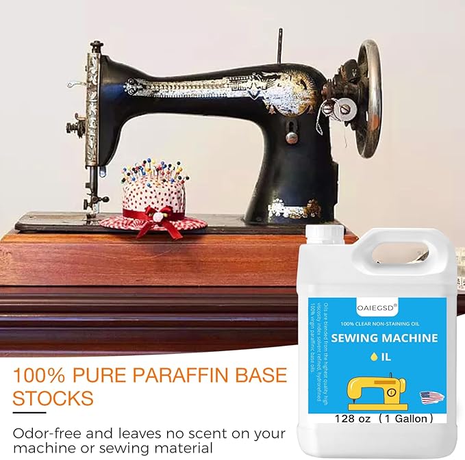 128 oz Fine Light Sewing Machine Oil and Lubricant, Commercial & Industrial Mineral Sewing Machine Oil for Lubricating Moving Parts of Textile Machinery, by OAIEGSD