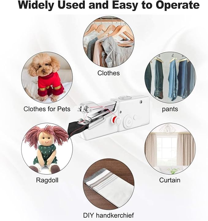 Handheld Sewing Machine, Portable & Cordless Mini Sewing Machine for Beginners - Electric Fast Stitching, DIY Fabric Clothes Repair Kit, Home Travel Mending Machine with Accessories(White)