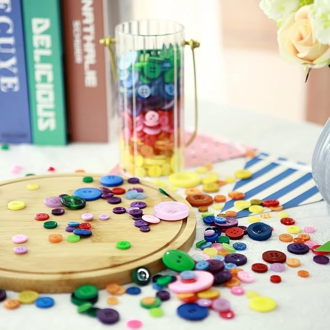 Greentime 4800-5000PCS Mix Color Assorted Sizes Round Resin Buttons for Crafts Sewing DIY Manual Button Handmade Ornament Buttons
