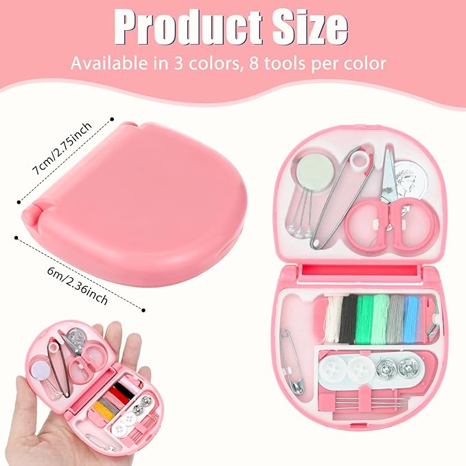 Oqqlin 30 Pcs Mini Travel Sewing Kit, Portable Small Sewing Kit Emergency Sew Repair Kits with Threads, Scissors, Needles, Needle Threader, Buttons for Beginner, Adults, Traveler for Hotel, Shop