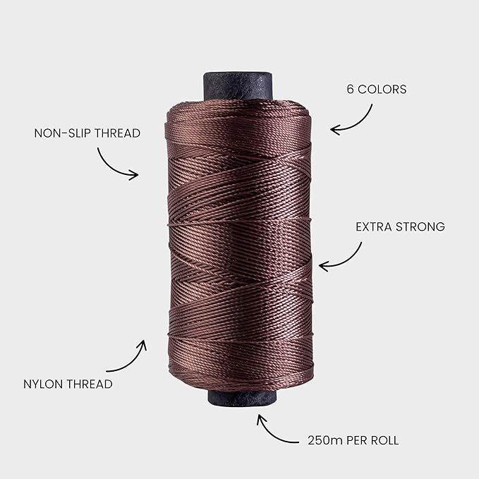 Big Kizzy Brown 250m Nylon Thread for Hair Extensions, Sew in Human Hair Weft and Wigs - Non-Slip and Comfortable Hold for Hand and Machine Tied Weft