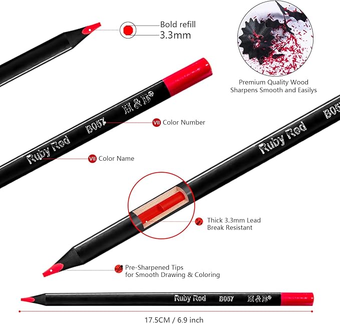 H & B 72-Color Colored Pencils Set – Professional Soft Core Vibrant Drawing & Sketching Pencils for Shading, Coloring for Adults, Artists & Beginners, Ideal Gift Set