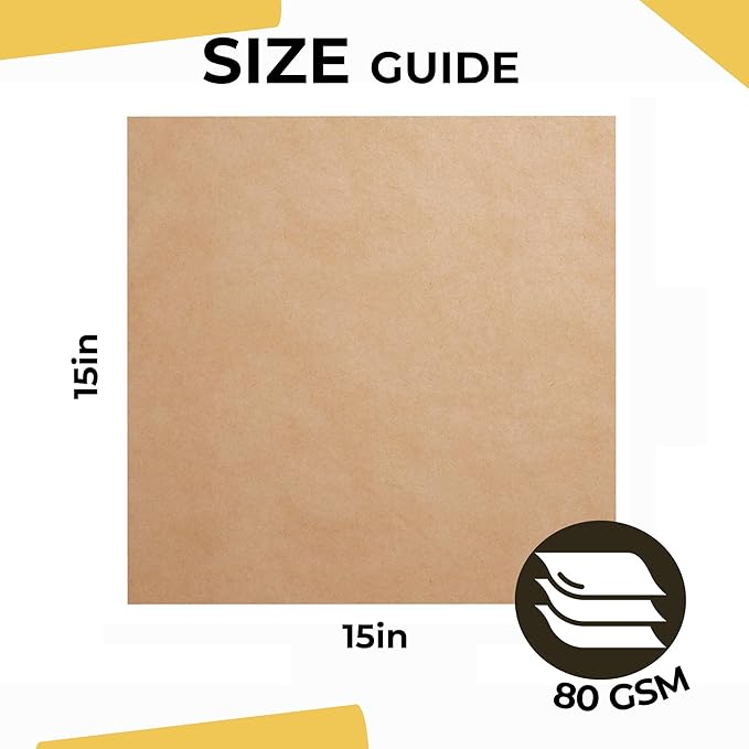 Crown Display Kraft Paper Sheets - 15 x 15 in. - 480 Sheets of Brown Wrapping Paper – Heavy Duty Craft Paper for Shipping - Light Brown Construction Paper - 80 GSM - 750 Square feet