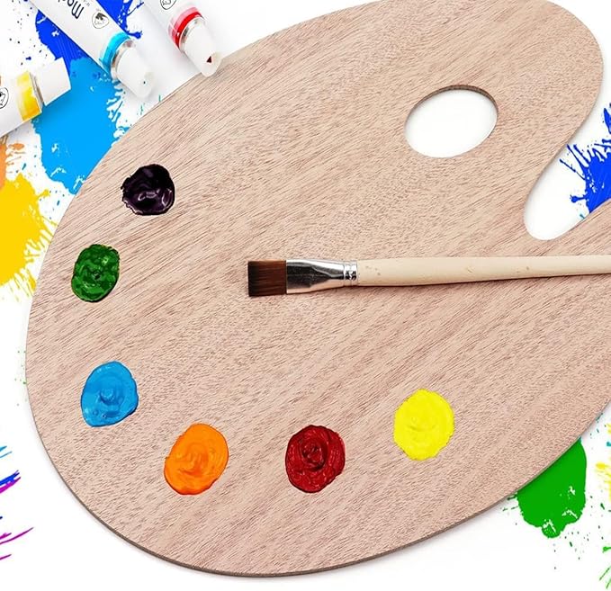 8" X 12" Lagre Wooden Paint Palette Acrylic Paint Palette with Thumb Hole Clear Paint Pallet, Easy Clean Non-Stick Artist Pallet for Oil Watercolor Craft DIY Art Painting Palette(3 Pack)