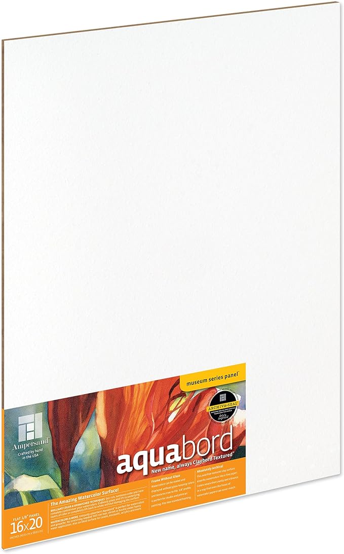 Ampersand Art Supply Watercolor Painting Panel: Museum Series Aquabord, 1/8 Inch Flat Profile, 16" x 20"