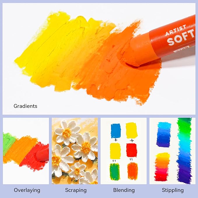 Arrtx Artist Oil Pastels 48 Colors Set, Soft Oil Pastel Vibrant and Creamy, Professional Oil Pastel Crayons Set Art Supplies for Artist and Beginners