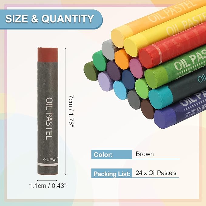 PATIKIL Brown Oil Pastels, 24Pcs Soft Oil Crayons Creamy Pastels Stick Art Supplies for Art Painting Drawing Blending Graffiti for Drawing Beginners Artists