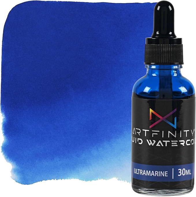 Liquid Watercolor Paint 30 ml Bottle, Ultramarine - Vibrant Dye-Based Liquid Watercolor w/Glass Pipette, Fast-Drying, Fine Art Paint for Calligraphy, Airbrushing & Traditional Art