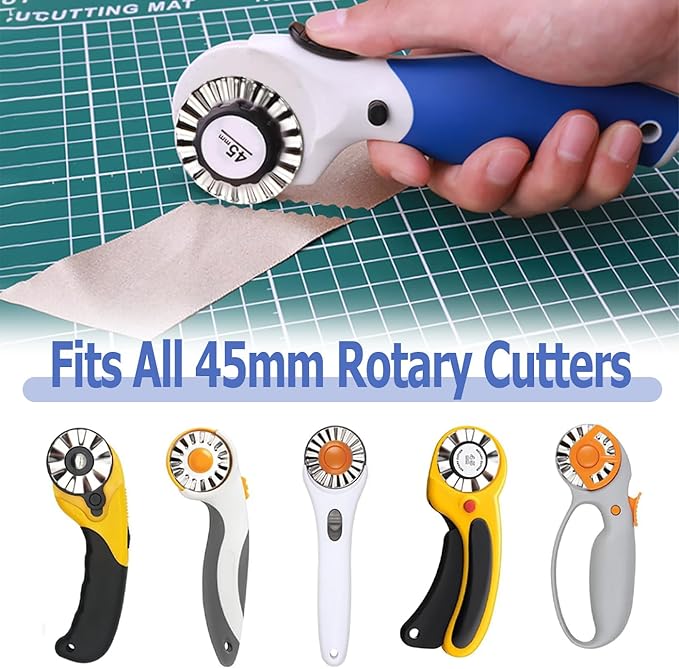 Mesee 9Pcs 45mm Pinking Rotary Cutter Blades 3 Types Wave Rotary Blade Set Decorative Edge Blades Replacement Refill Quilting Cutting Tool Accessories for Sewing Fabric Leather Paper Arts Crafts