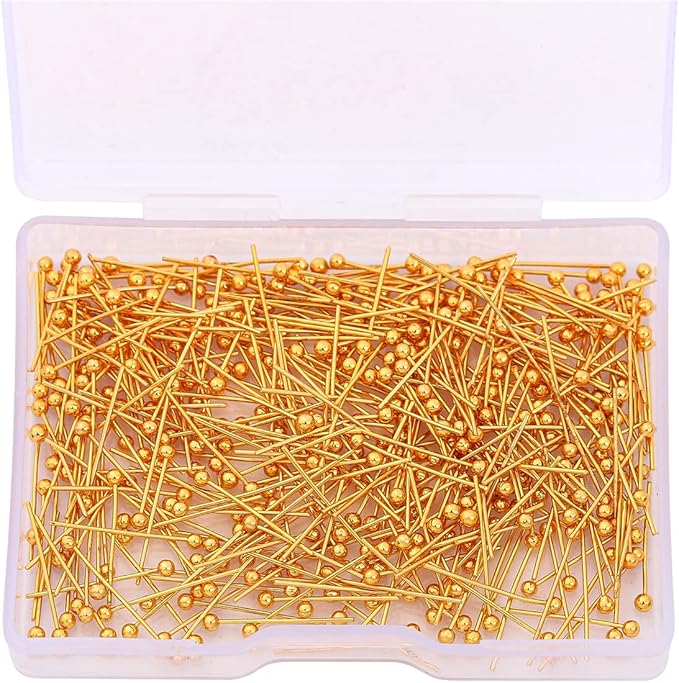18K Gold Plated Ball Head Pins Non Tarnish 16mm 400pcs for Jewelry Making Findings