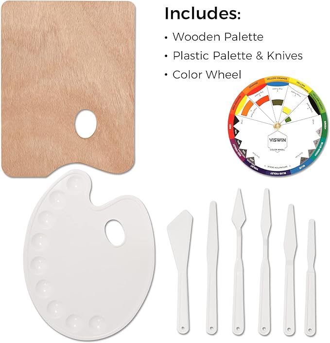 VISWIN Acrylic Paint Set with French Easel, Professional Painting Kit with Acrylic, Pouring Paints, Brushes, Canvas, Art Supplies, Art Set for Adults, Artists, Beginners