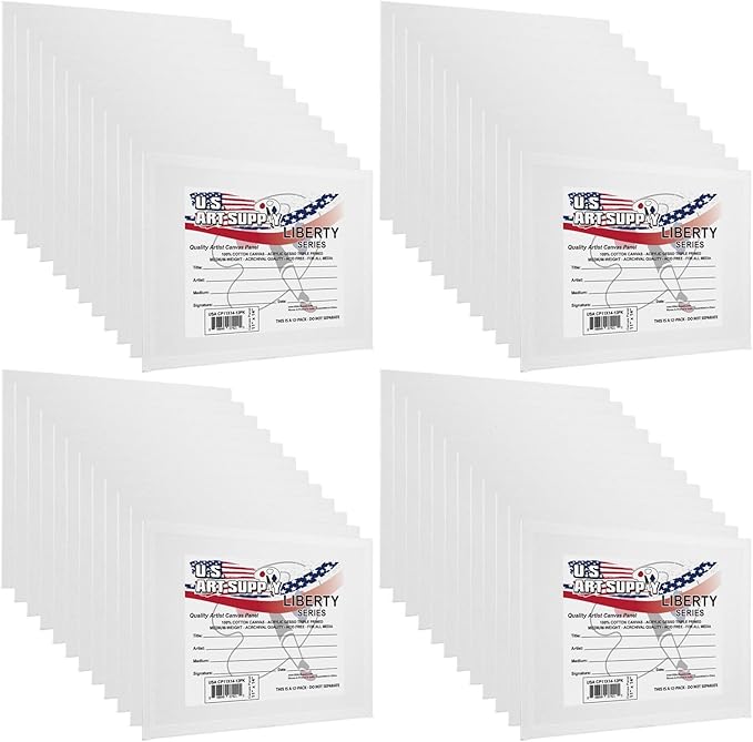 US Art Supply 9 X 12 inch Professional Artist Quality Acid Free Canvas Panels 4-12-Packs (1 Full Case of 48 Single Canvas Panels)