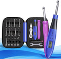 Light up Crochet Hook Set with Stitch Counter Crochet Kit with 22 Different Size Interchangeable Crochet Needle,Ergonomic with 2 Levels Led and Digital Stitch Counter for Crocheting and Knitting
