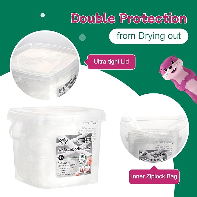 White Air Dry Modeling Clay – 35oz (1000g) Bucket, Soft Foam Clay for Kids 4+, Crafting, Sculpting, Cosplay & DIY Projects