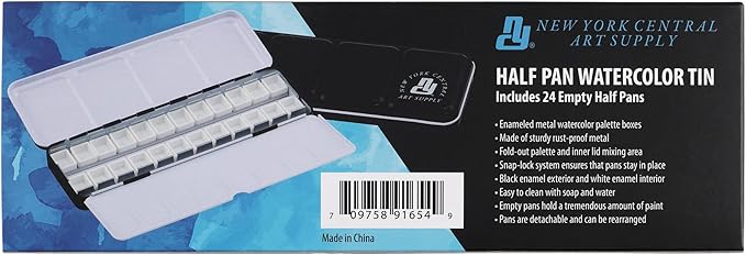 Watercolor Palettes - Empty Half Pan Boxes and Palette for Artists, Watercolor Painting, Students, Color Theory, & More! - 24 Half Pans