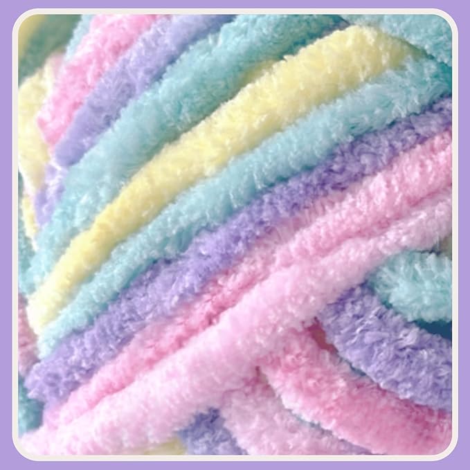 Soft Velvet Yarn Chenille Yarn for Crocheting and Knitting – Bulky (93 Yards/100g) - Polyester - Yarn for Blanket Amigurumi Weaving Crafts (Sunshine Mix, 1 Pack)