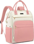 Kuosdaz Crochet Bag Backpack, Large Yarn Storage Crochet Organizer, Christmas Gifts Travel Crochet Backpack for Women, Knitting & Crochet Accessories for Crochet Hooks, Pink & Beige