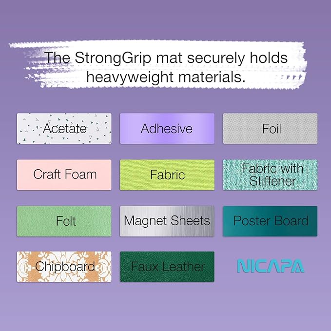 Nicapa Strong Grip Cutting Mat for Cricut Maker 3/Maker/Explore 3/Air 2/Air/One (12x12 inch,3 Mats) Strong Adhesive Sticky Purple Quilting Replacement Cut Mats