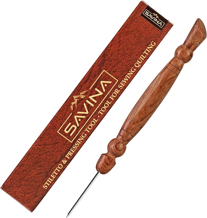 Savina Stiletto & Pressing Tool - Essential Quilting/Sewing Tool Stiletto, Presser - Precision Placement Tool for Getting Seams to Lay Correctly (1 Pieces)