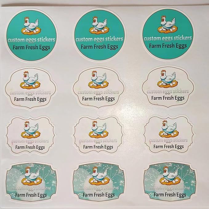 2,2.5,3,3.5,4inch Custom Carton Stickers Labels for Chicken, Personalized Chicken Egg Carton Packaging Sticker Label (Shape 6)
