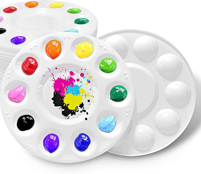 Hulameda 28 Pcs Paint Tray Palettes Plastic for Kids to Put Cupcake and Art Painting