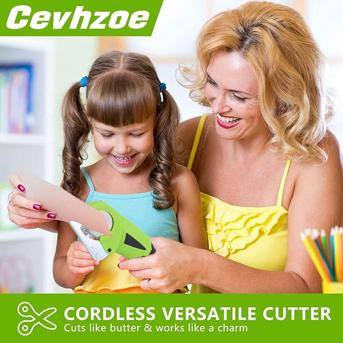 Cordless Electric Scissors, 4V Rechargeable Mini Cardboard Cutter, with Charger Safety Lock Electric Box Rotary Cutter for Leather Carpet Plastic Cutting Sewing Crafting